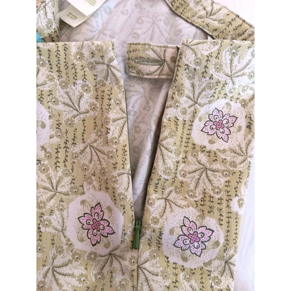 Vtg Sigrid Olsen Deco 20 Floral Pants Size 12 Side Zip Cotton Blend Straight Leg - Picture 13 of 14
